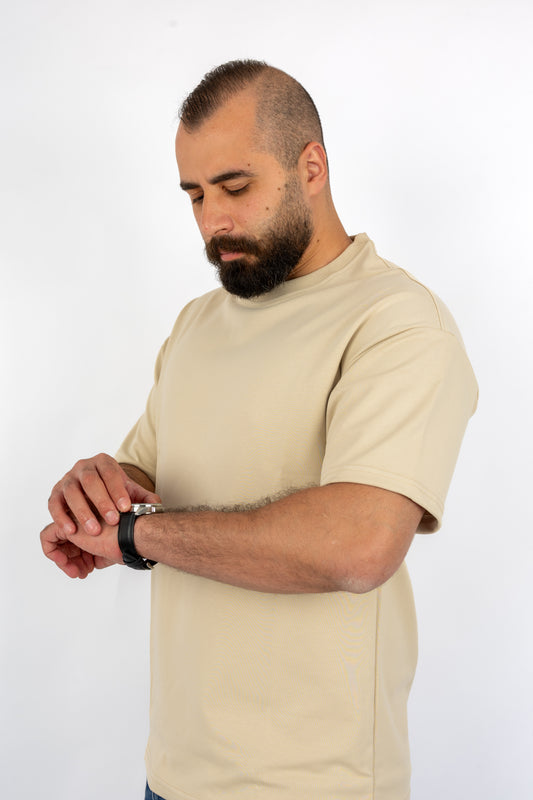 Beige Basic Oversized T-Shirt – Relaxed Fit Essential