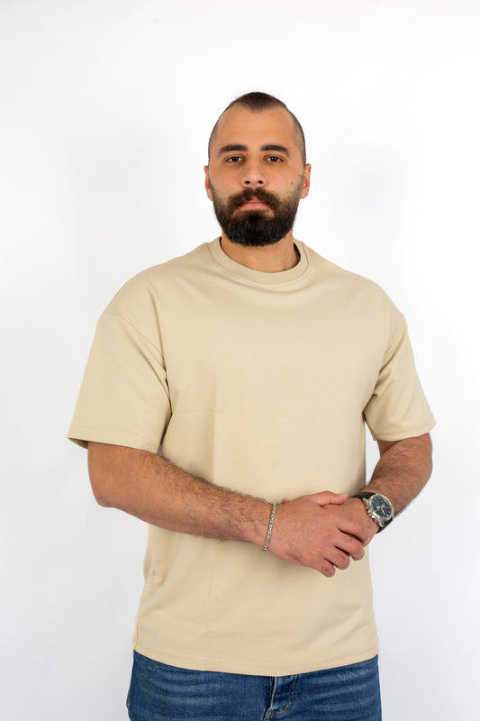 Beige Basic Oversized T-Shirt – Relaxed Fit Essential