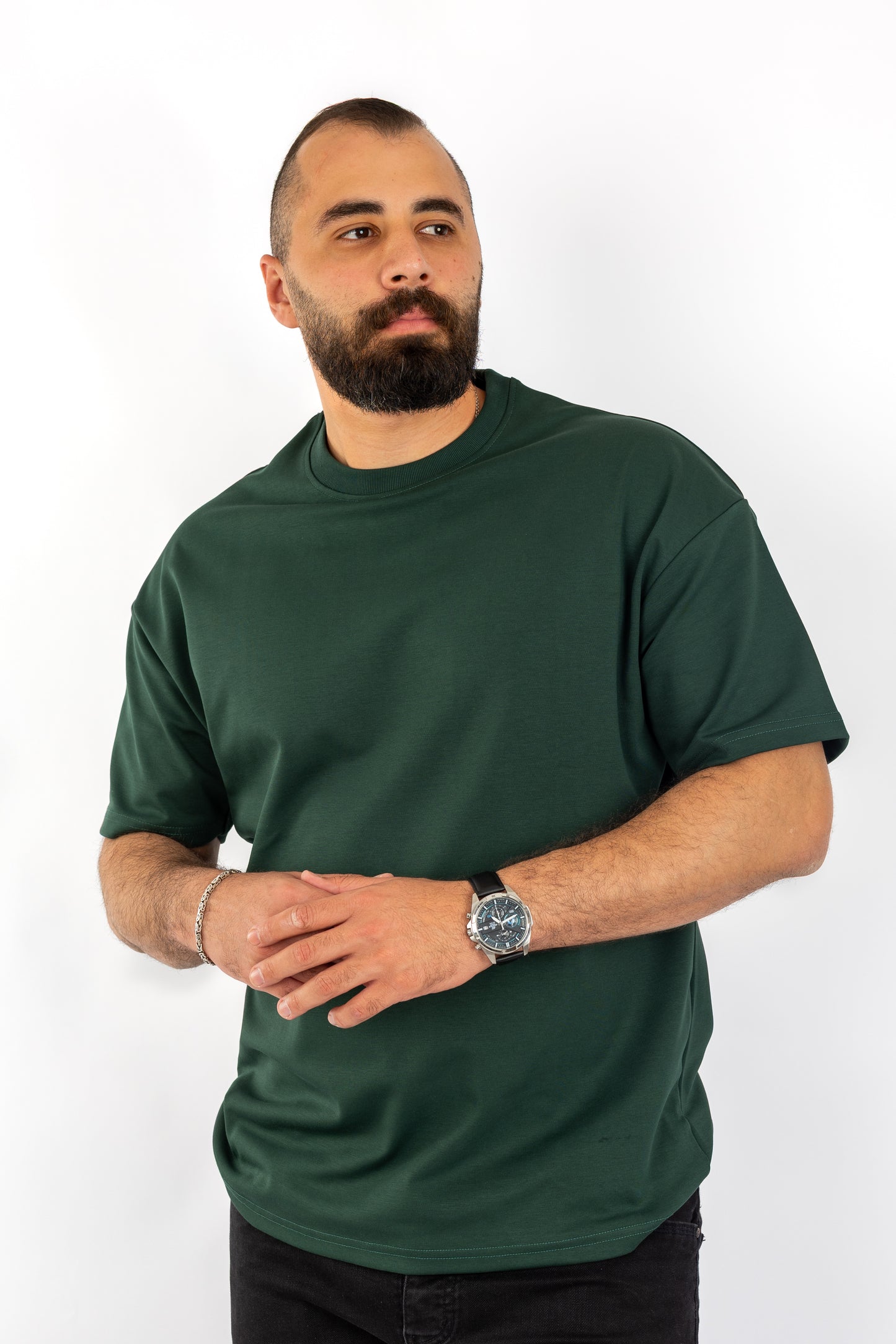 Dark-Green Basic Oversized T-Shirt – Relaxed Fit Essential
