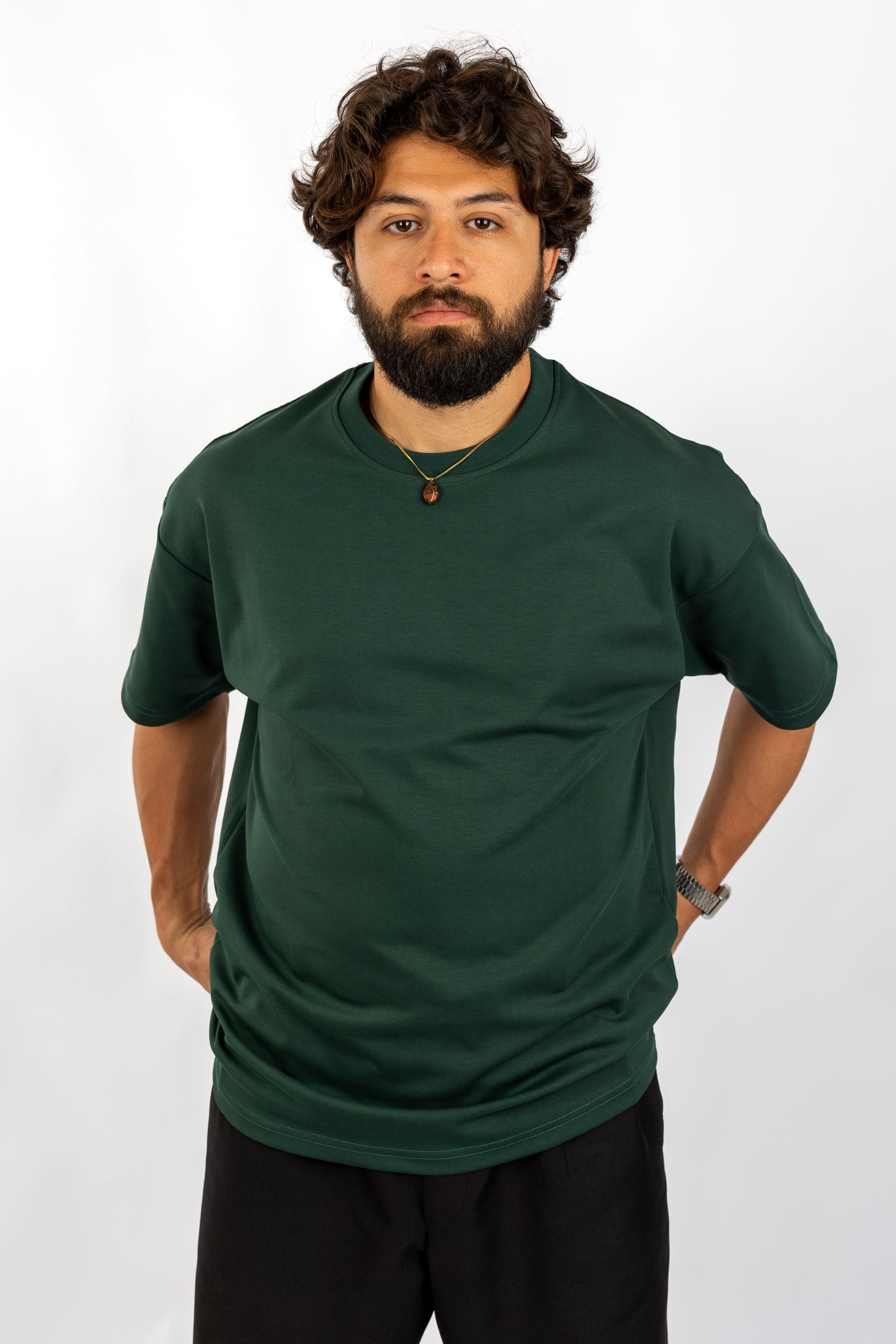 Dark-Green Basic Oversized T-Shirt – Relaxed Fit Essential