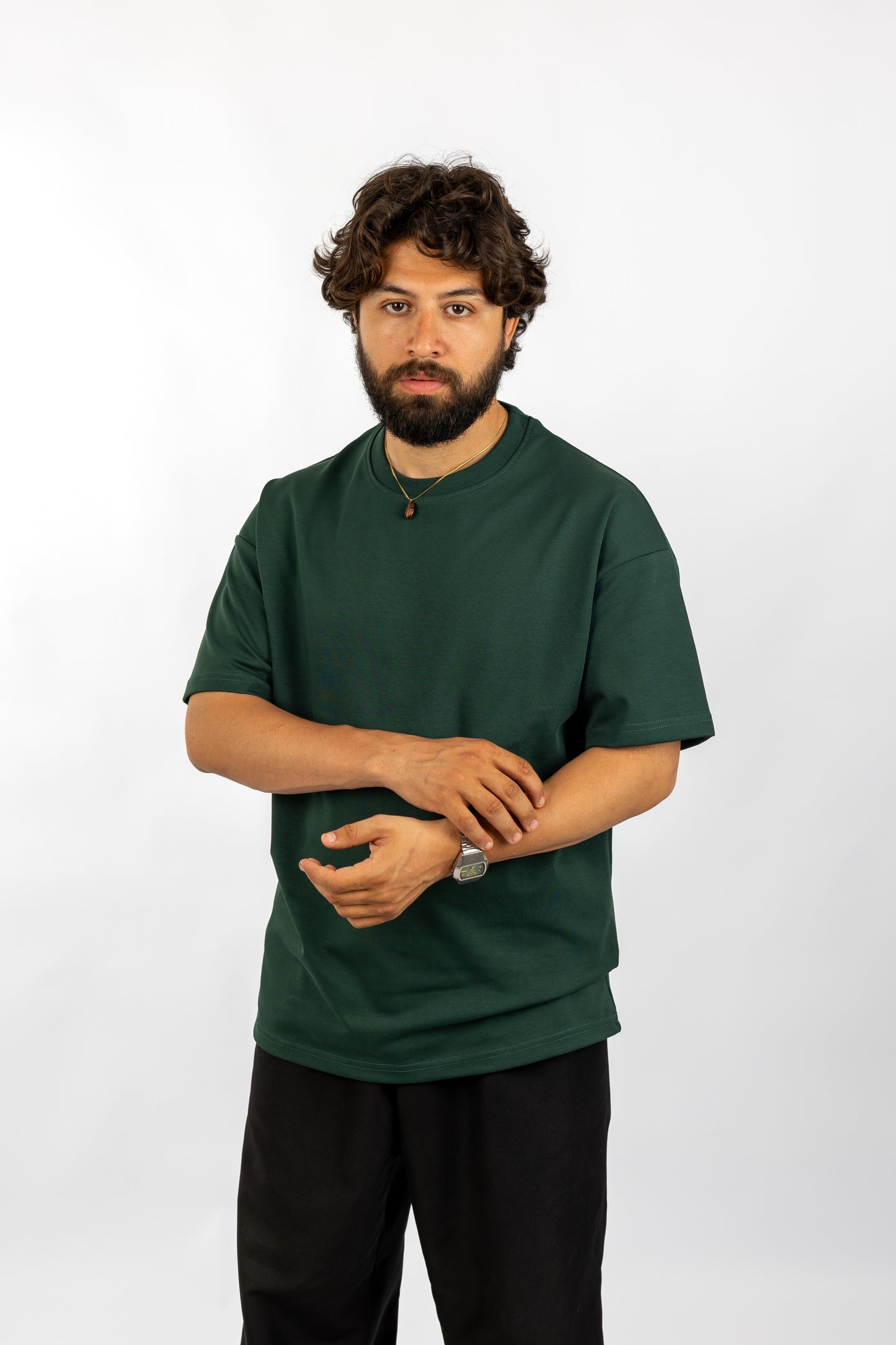 Dark-Green Basic Oversized T-Shirt – Relaxed Fit Essential